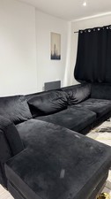 Large Corner Sofa (Black Velvet) 