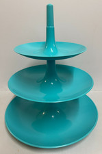 Koziol Babell 3 Tier Stacking Cake/Fruit Stand 1997 Made in Germany Turq.Blue GC