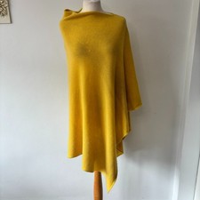 Dalle Piane 100% Pure Cashmere Poncho Cape Yellow Pullover Jumper One Size *Mend