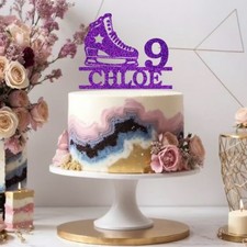 Ice Skates Glitter Cake Topper