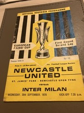 Original Newcastle United v inter Milan fairs cup programme  1970/71