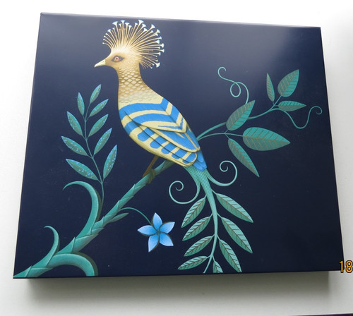 Decorative tin blue gold - blue/gold, bird