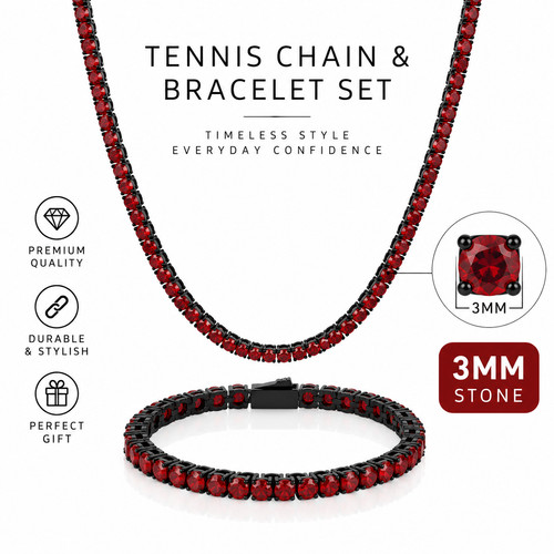 Black red iced out - iced,