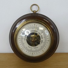 Francis Palmer Vintage Brass Trim Analogue Barometer Wall Weather Station, Wood