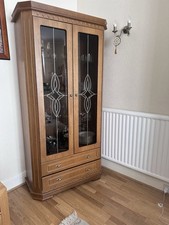 Solid Oak Tall Display Cabinet – £220