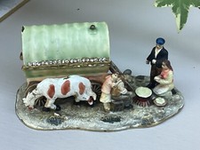 ARORA SECRETS VINTAGE, HIDDEN TREASURE CHARMING GYPSY CARAVAN SCENE WITH FAMILY.