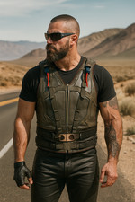 The Dark Knight Rises Tom Hardy Military Green Leather Bane Vest - Gift For Men