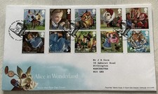 GB QEII 2015 Alice In Wonderland Pairs Royal Mail FDC Tallents House Top Hat SHS