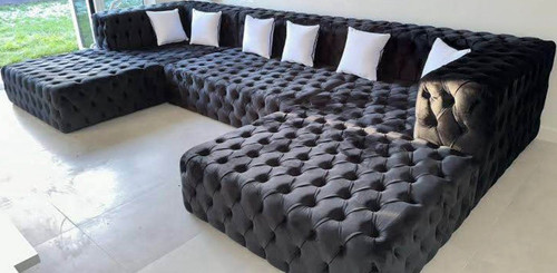 Black velvet sofa - velvet,
