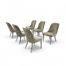 Furniture Village ‘Gabana’ Stone Velvet Set of 6 Velvet Dining Chairs Metal Legs