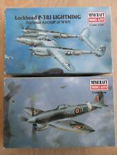 2 x MINICRAFT 1/144 AIRCRAFT KITS - HAWKER TEMPEST V  & LOCKHEED P-38J LIGHTNING
