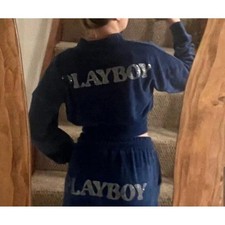 PLAYBOY blue velour diamante