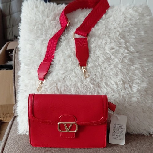 Red faux leather - red,