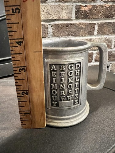 Vintage pewter alphabet cup - vintage,