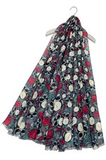 Ladies Skull & Rose Print Grey