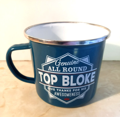 Top bloke tin enamel - top, mug
