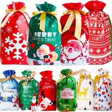 50Pcs Christmas Drawstring Gift Bags Wonder Xmas Goody Bags for Party Presents++