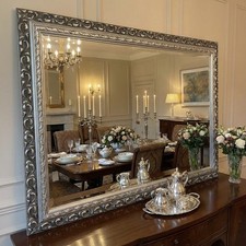 Silver ornate mirror large - silver,