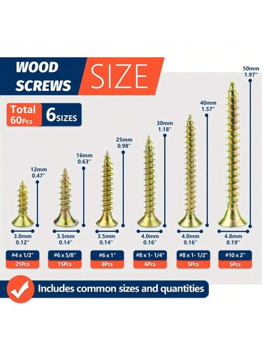 Wood screws assorted - screws,