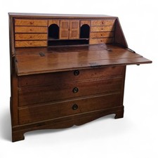 Antique Danish Bureau Desk - Large rustic oak writing desk with drawers