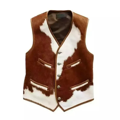 Genuine cowhide leather vest - genuine,