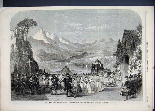 Original old antique print - old,