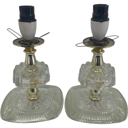 Pair vintage glass table - glass,