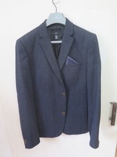 Blue tweed jacket blazer. H&M 40" chest. Pocket square. Elbow patch.