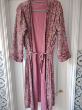 New Silk & Velvet Pink Floral Dressing Gown S/M