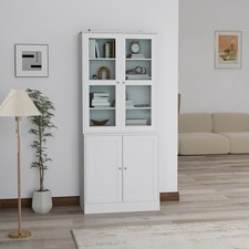 Modern Bookcase Display Storage Unit w/ Doors Adjustable Shelves for Home