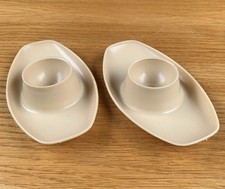 Set Of 2 Vintage 1970s Arthur Douglas Beige Plastic Stacking Egg Cups