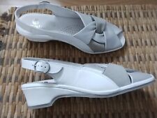 Easystep Uk 5  Leather Light Cream Pearlescent Taupe Low heel Wedge Strap Sandal