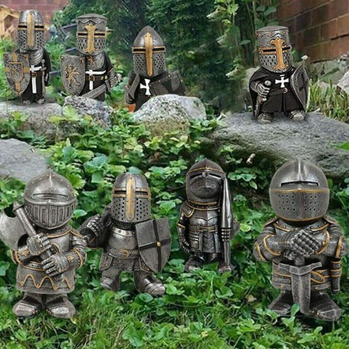 Medieval knight gnome statue - medieval,