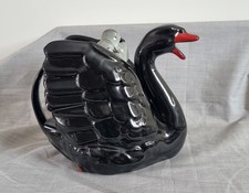 Vintage South West Ceramics Paul Cardew Black Swan and Cygnets Teapot Novelty 