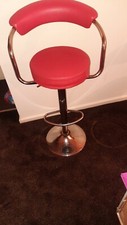 RED CHROME/LEATHER ADJUSTABLE SWIVEL BARSTOOL-BAR/COUNTER STOOL-ZOOL.