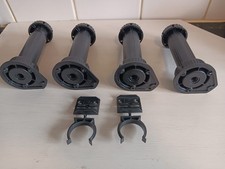 Kitchen Base Unit Legs Adjustable Height 150mm  Black Pack of 4 + 2 Plinth clips