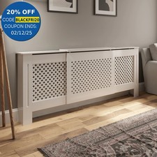 Radiator Cover Diamond Style Adjustable White MDF Easy Installation Modern