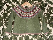 Mini Boden Fun Fair isle Nordic Christmas Festive Green Cardigan Size 2-3 Years