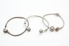 Pandora Sterling Silver Bracelets Heart Clasp Harry Potter Torque Charms x 3