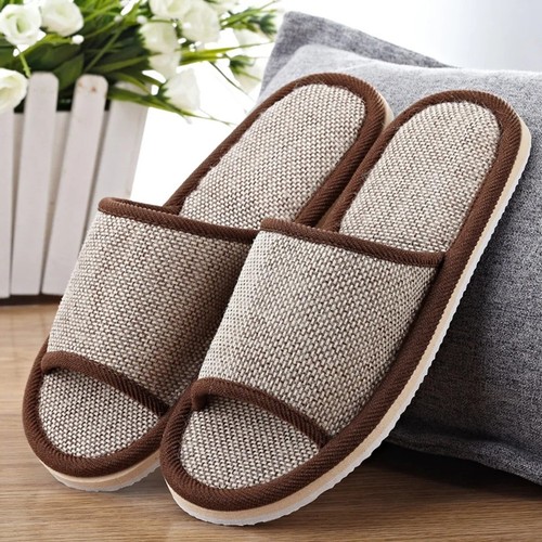 Womens linen slippers - slippers, toe