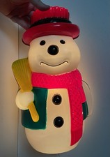 Vintage Blow Mould Snowman With Broom Christmas Decoration 37cm