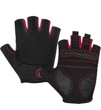 MOREOK Cycling Gloves Bike Gloves 5MM SBR Gel Pad Half Finger Red/Black (SMALL)