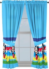 Sunny Side Up Window Curtains for 42W x 63L (Pack of 2), Blue - Mickey Mouse 