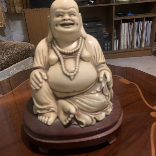 Ceramic laughing buddha statue - laughing,