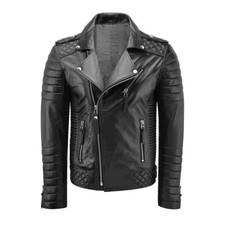 Men's Genuine Lambskin Leather Bikers Jackets Custom Made Leather Jacket