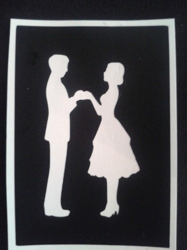 Couple holding hands stencils