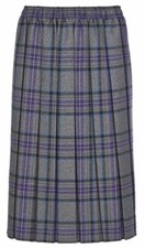 Ladies Women Tartan Pleated Box Check Skirt 27 Inch Length Elastic Size 10-26