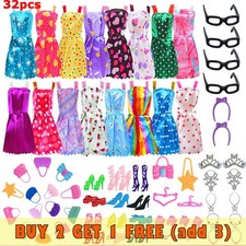 Barbie Doll Clothes Bundle Dresses Shoes Set Lot Accessories Girl Toy Gift N