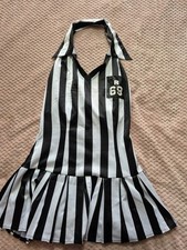 Sexy Referee Dress Size M/L Black White Striped Halter Neck Role play fancy