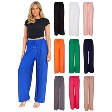 Palazzo Trousers Ladies Womens Harem Plain Colour Wide Loose Baggy Spring Summer